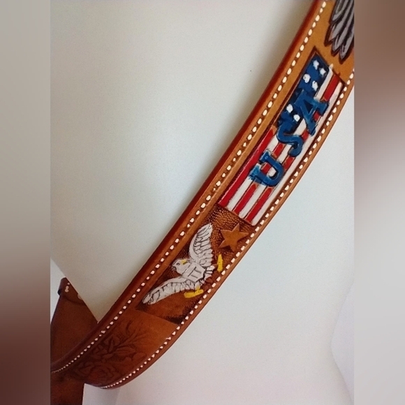 USA EAGLE LEATHER BELT - Picture 4 of 5